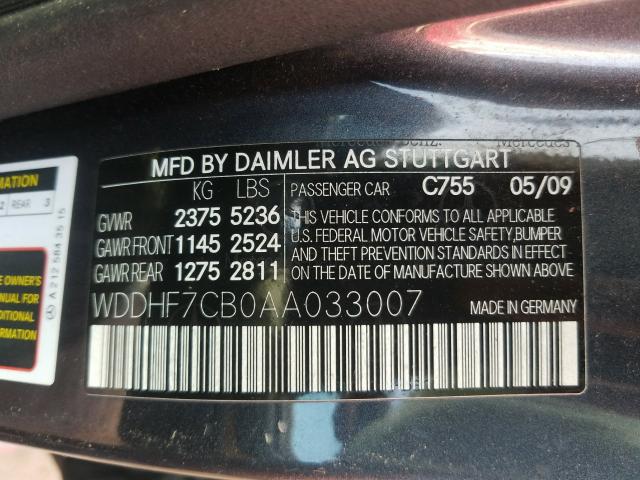 Photo 9 VIN: WDDHF7CB0AA033007 - MERCEDES-BENZ E 550 