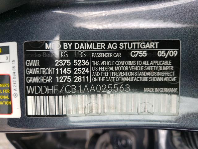 Photo 9 VIN: WDDHF7CB1AA025563 - MERCEDES-BENZ E 550 