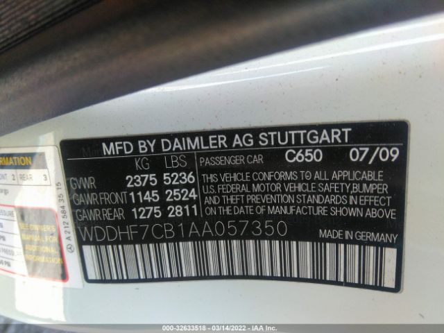 Photo 8 VIN: WDDHF7CB1AA057350 - MERCEDES-BENZ E-CLASS 