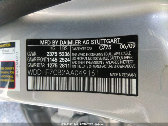 Photo 8 VIN: WDDHF7CB2AA049161 - MERCEDES-BENZ E-CLASS 