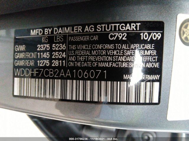 Photo 8 VIN: WDDHF7CB2AA106071 - MERCEDES-BENZ E-CLASS 