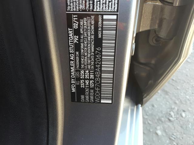 Photo 9 VIN: WDDHF7CB4BA420676 - MERCEDES-BENZ E 550 