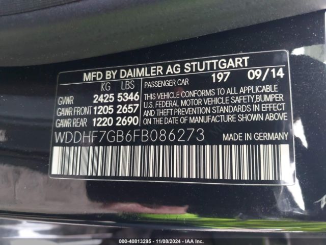 Photo 8 VIN: WDDHF7GB6FB086273 - MERCEDES-BENZ E-CLASS 