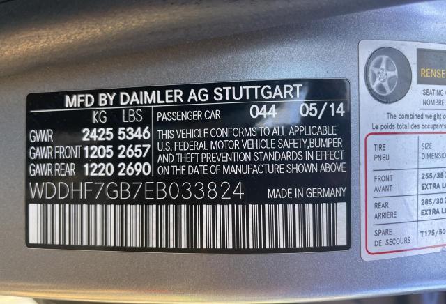 Photo 9 VIN: WDDHF7GB7EB033824 - MERCEDES-BENZ E-CLASS 