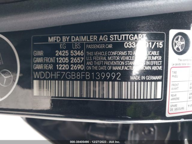 Photo 8 VIN: WDDHF7GB8FB139992 - MERCEDES-BENZ E-CLASS 