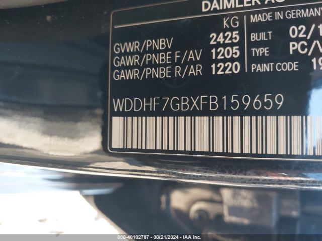 Photo 8 VIN: WDDHF7GBXFB159659 - MERCEDES-BENZ E-CLASS 