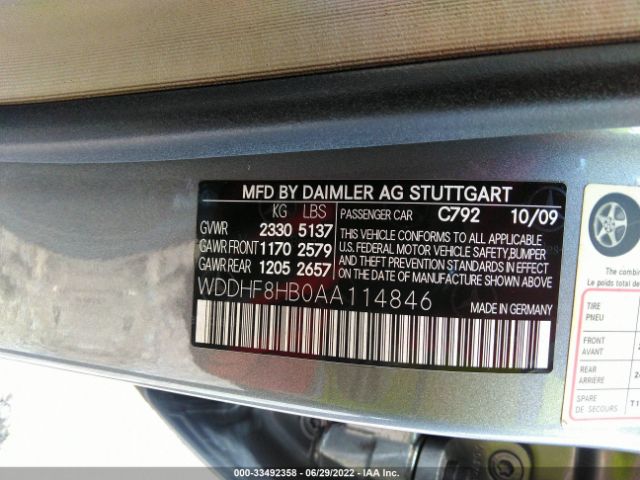 Photo 8 VIN: WDDHF8HB0AA114846 - MERCEDES-BENZ E-CLASS 