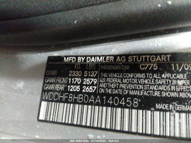 Photo 8 VIN: WDDHF8HB0AA140458 - MERCEDES-BENZ E 350 