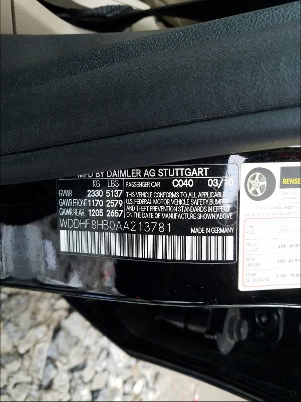 Photo 9 VIN: WDDHF8HB0AA213781 - MERCEDES-BENZ E 350 4MAT 