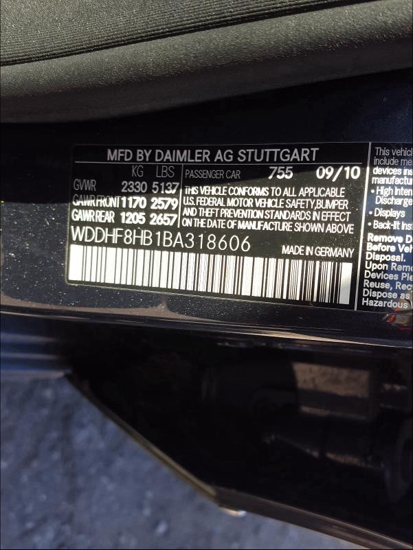 Photo 9 VIN: WDDHF8HB1BA318606 - MERCEDES-BENZ E 350 4MAT 