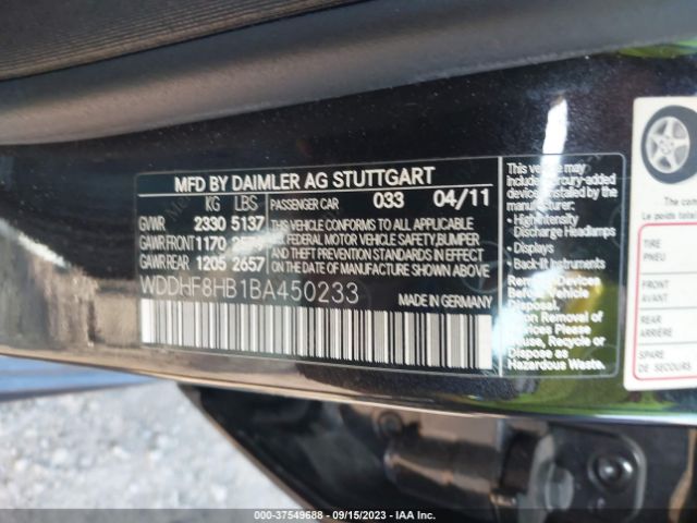 Photo 8 VIN: WDDHF8HB1BA450233 - MERCEDES-BENZ E 350 