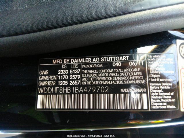 Photo 8 VIN: WDDHF8HB1BA479702 - MERCEDES-BENZ E 