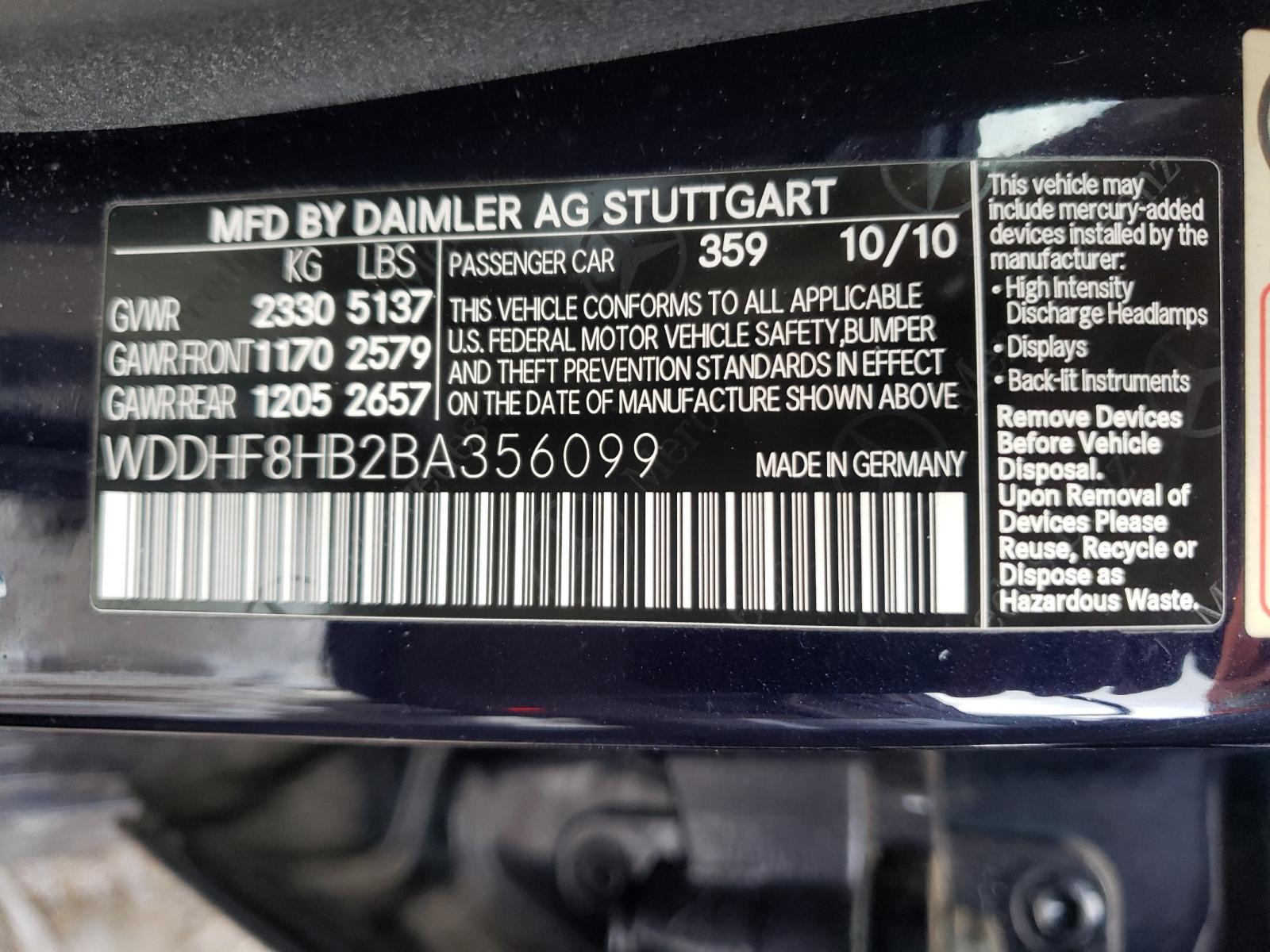 Photo 9 VIN: WDDHF8HB2BA356099 - MERCEDES-BENZ E 350 4MAT 