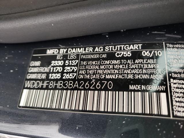 Photo 9 VIN: WDDHF8HB3BA262670 - MERCEDES-BENZ E 350 4MAT 