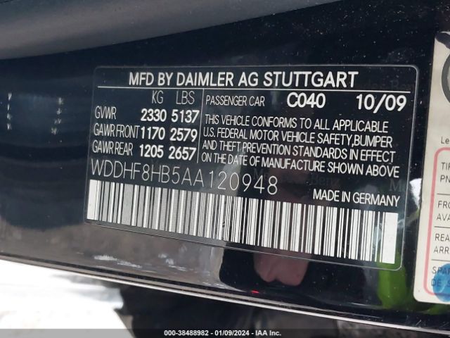 Photo 8 VIN: WDDHF8HB5AA120948 - MERCEDES-BENZ E 350 