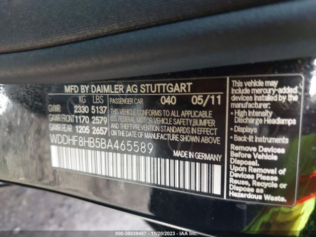 Photo 8 VIN: WDDHF8HB5BA465589 - MERCEDES-BENZ E 350 