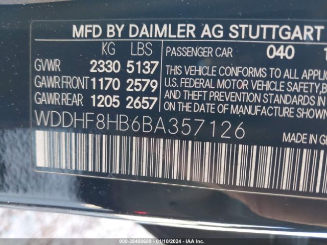 Photo 8 VIN: WDDHF8HB6BA357126 - MERCEDES-BENZ E 350 