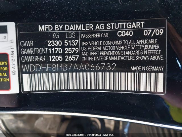 Photo 8 VIN: WDDHF8HB7AA066732 - MERCEDES-BENZ E 350 