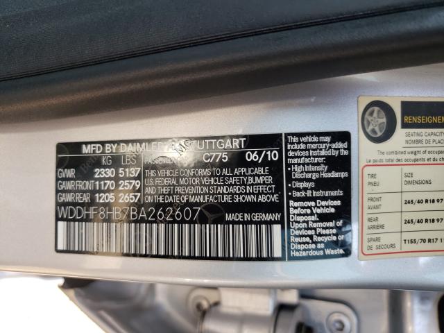 Photo 9 VIN: WDDHF8HB7BA262607 - MERCEDES-BENZ E 350 4MAT 