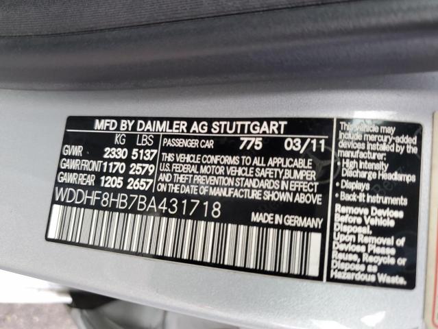 Photo 11 VIN: WDDHF8HB7BA431718 - MERCEDES-BENZ E-CLASS 