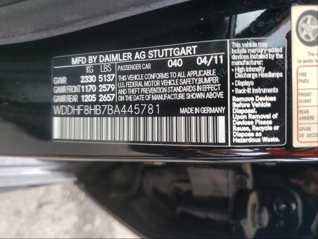 Photo 9 VIN: WDDHF8HB7BA445781 - MERCEDES-BENZ E 350 4MAT 