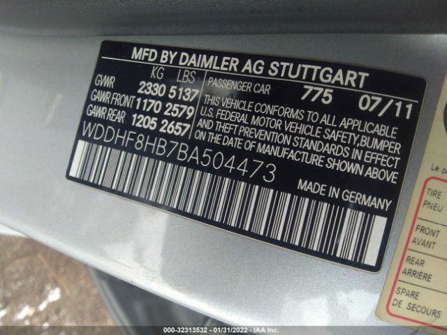 Photo 8 VIN: WDDHF8HB7BA504473 - MERCEDES-BENZ E-CLASS 