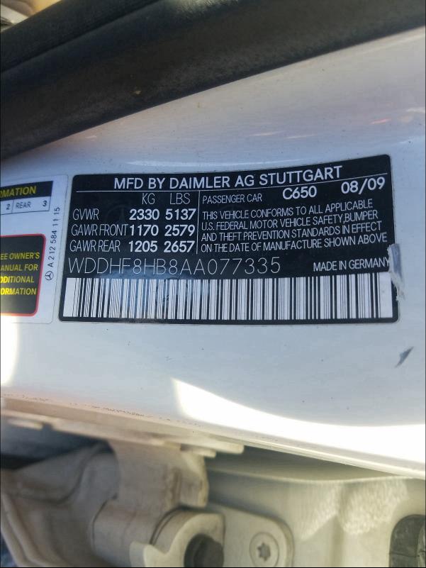 Photo 9 VIN: WDDHF8HB8AA077335 - MERCEDES-BENZ E 350 4MAT 