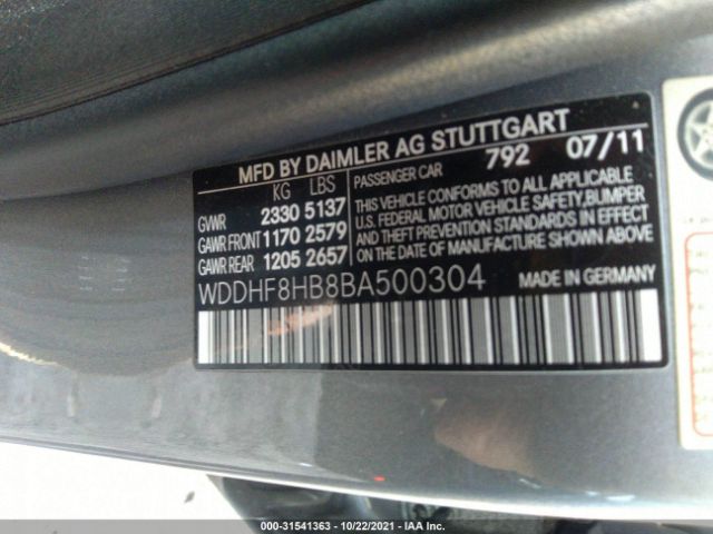 Photo 8 VIN: WDDHF8HB8BA500304 - MERCEDES-BENZ E-CLASS 