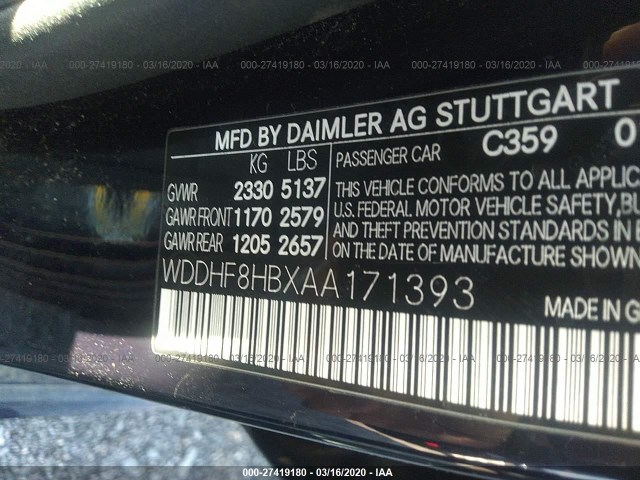 Photo 8 VIN: WDDHF8HBXAA171393 - MERCEDES-BENZ E-CLASS 