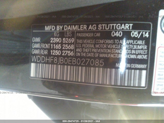 Photo 8 VIN: WDDHF8JB0EB027085 - MERCEDES-BENZ E-CLASS 