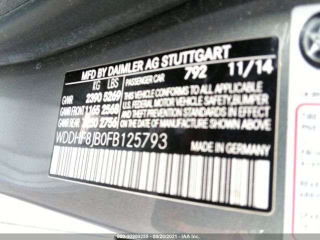 Photo 8 VIN: WDDHF8JB0FB125793 - MERCEDES-BENZ E-CLASS 