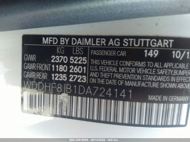 Photo 8 VIN: WDDHF8JB1DA724141 - MERCEDES-BENZ E-CLASS 