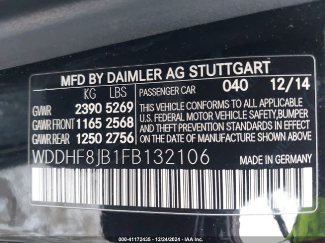 Photo 8 VIN: WDDHF8JB1FB132106 - MERCEDES-BENZ E-CLASS 