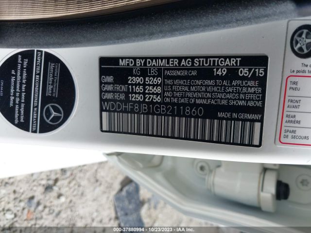 Photo 8 VIN: WDDHF8JB1GB211860 - MERCEDES-BENZ E-CLASS 