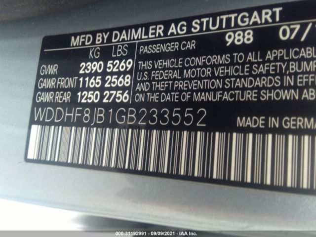 Photo 8 VIN: WDDHF8JB1GB233552 - MERCEDES-BENZ E-CLASS 