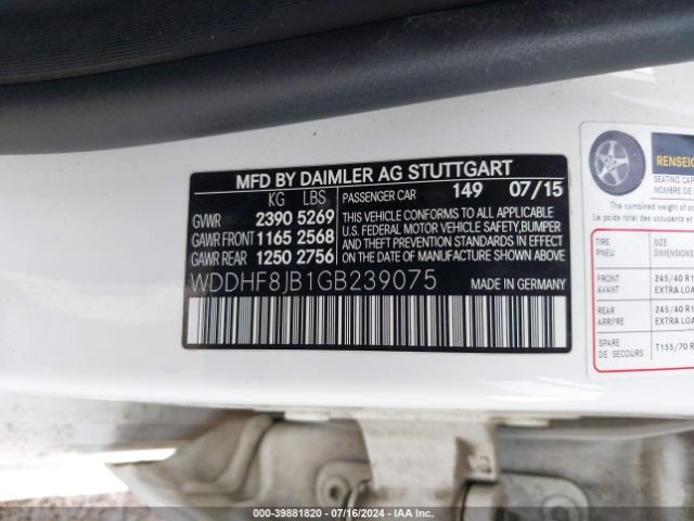 Photo 8 VIN: WDDHF8JB1GB239075 - MERCEDES-BENZ E 350 