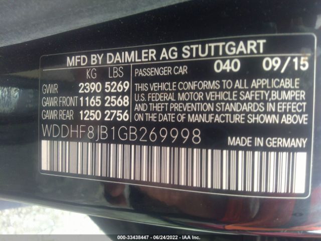 Photo 8 VIN: WDDHF8JB1GB269998 - MERCEDES-BENZ E-CLASS 