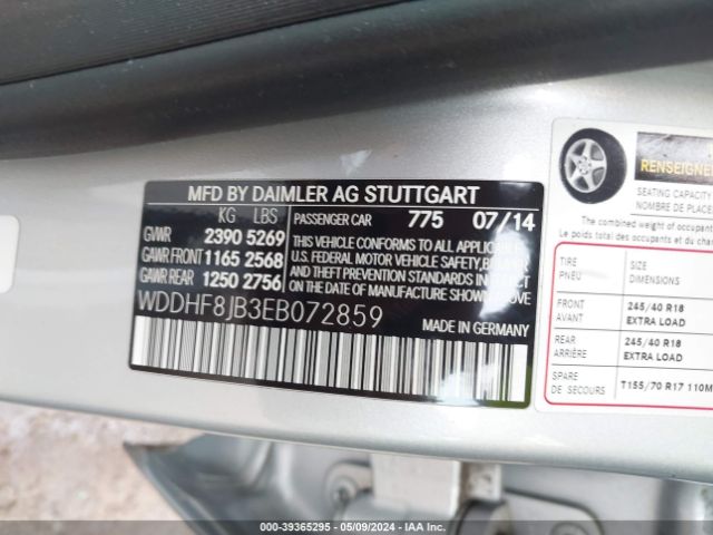 Photo 8 VIN: WDDHF8JB3EB072859 - MERCEDES-BENZ E 