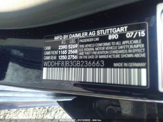 Photo 8 VIN: WDDHF8JB3GB236663 - MERCEDES-BENZ E-CLASS 