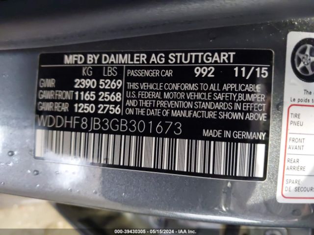 Photo 8 VIN: WDDHF8JB3GB301673 - MERCEDES-BENZ E 350 