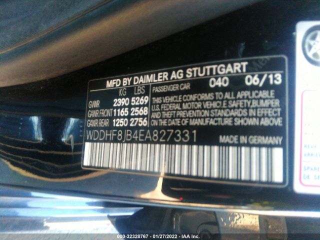 Photo 8 VIN: WDDHF8JB4EA827331 - MERCEDES-BENZ E-CLASS 