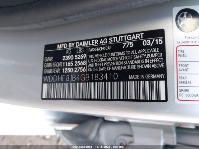 Photo 8 VIN: WDDHF8JB4GB183410 - MERCEDES-BENZ E-CLASS 