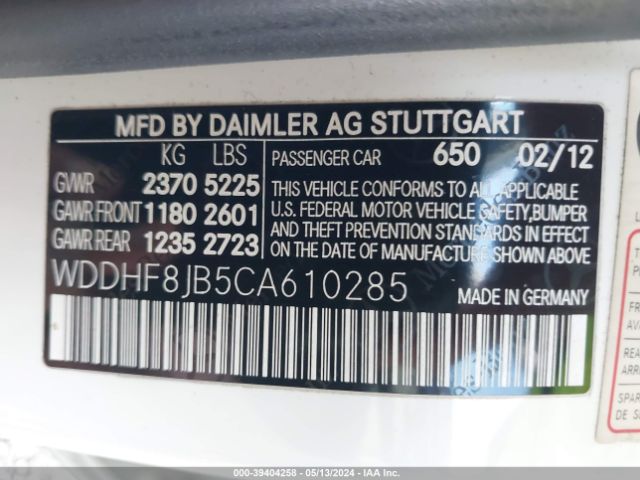 Photo 8 VIN: WDDHF8JB5CA610285 - MERCEDES-BENZ E 350 