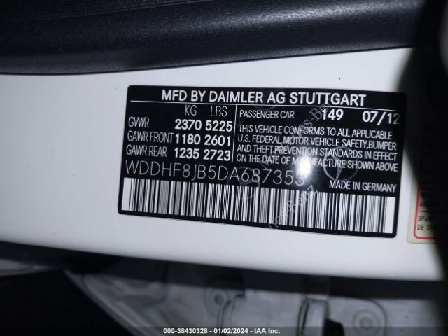 Photo 8 VIN: WDDHF8JB5DA687353 - MERCEDES-BENZ E 350 