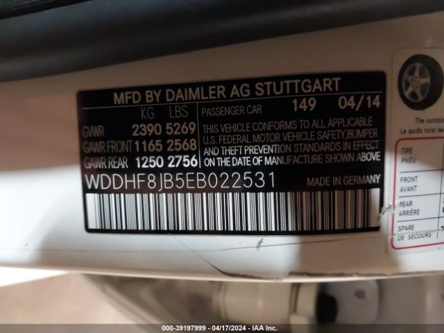 Photo 8 VIN: WDDHF8JB5EB022531 - MERCEDES-BENZ E 350 