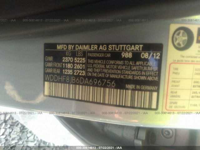 Photo 8 VIN: WDDHF8JB6DA696756 - MERCEDES-BENZ E-CLASS 