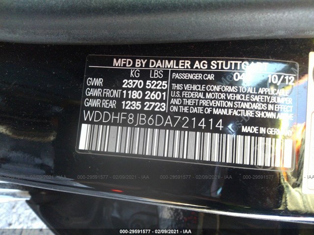 Photo 8 VIN: WDDHF8JB6DA721414 - MERCEDES-BENZ E-CLASS 