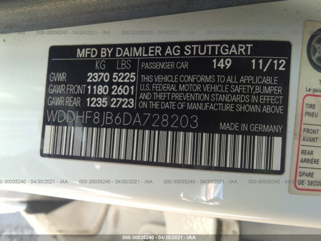 Photo 8 VIN: WDDHF8JB6DA728203 - MERCEDES-BENZ E-CLASS 