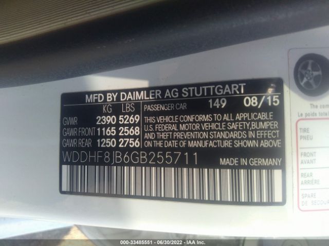 Photo 8 VIN: WDDHF8JB6GB255711 - MERCEDES-BENZ E-CLASS 