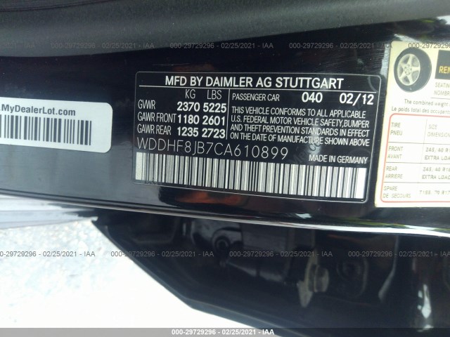 Photo 8 VIN: WDDHF8JB7CA610899 - MERCEDES-BENZ E-CLASS 